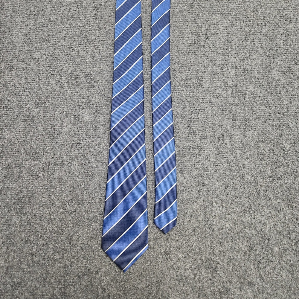 BlackBird‎ Silk Tie Blue Diagonal Stripe Handmade Preppy Elevated Office Career